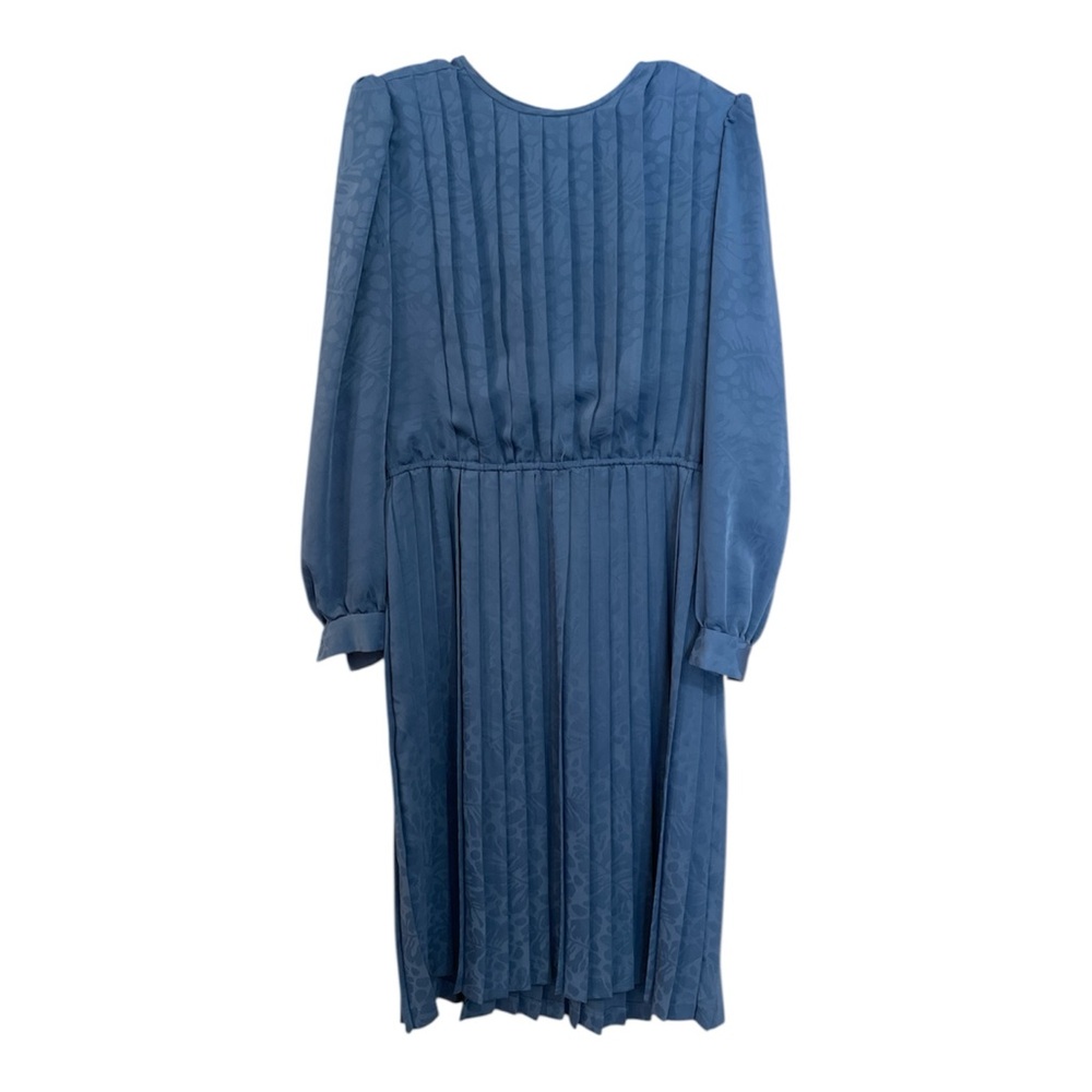 Vintage Blue Pleated Dress by In The Mood long sleeve shoulder pads size 10